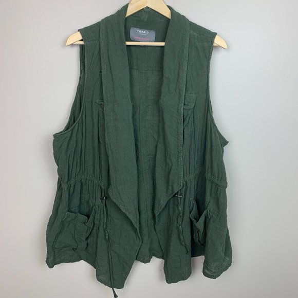 torrid Jackets & Coats Torrid Gauze Drape Front Vest Army Green